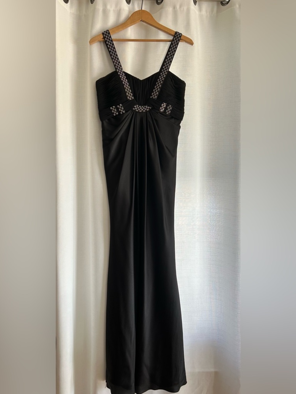 Black Strapless Evening Gown with Embellished Bust